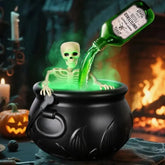 Halloween Black Cauldron with Floating Potion, Skeleton & Diffuser Prop Tektoty